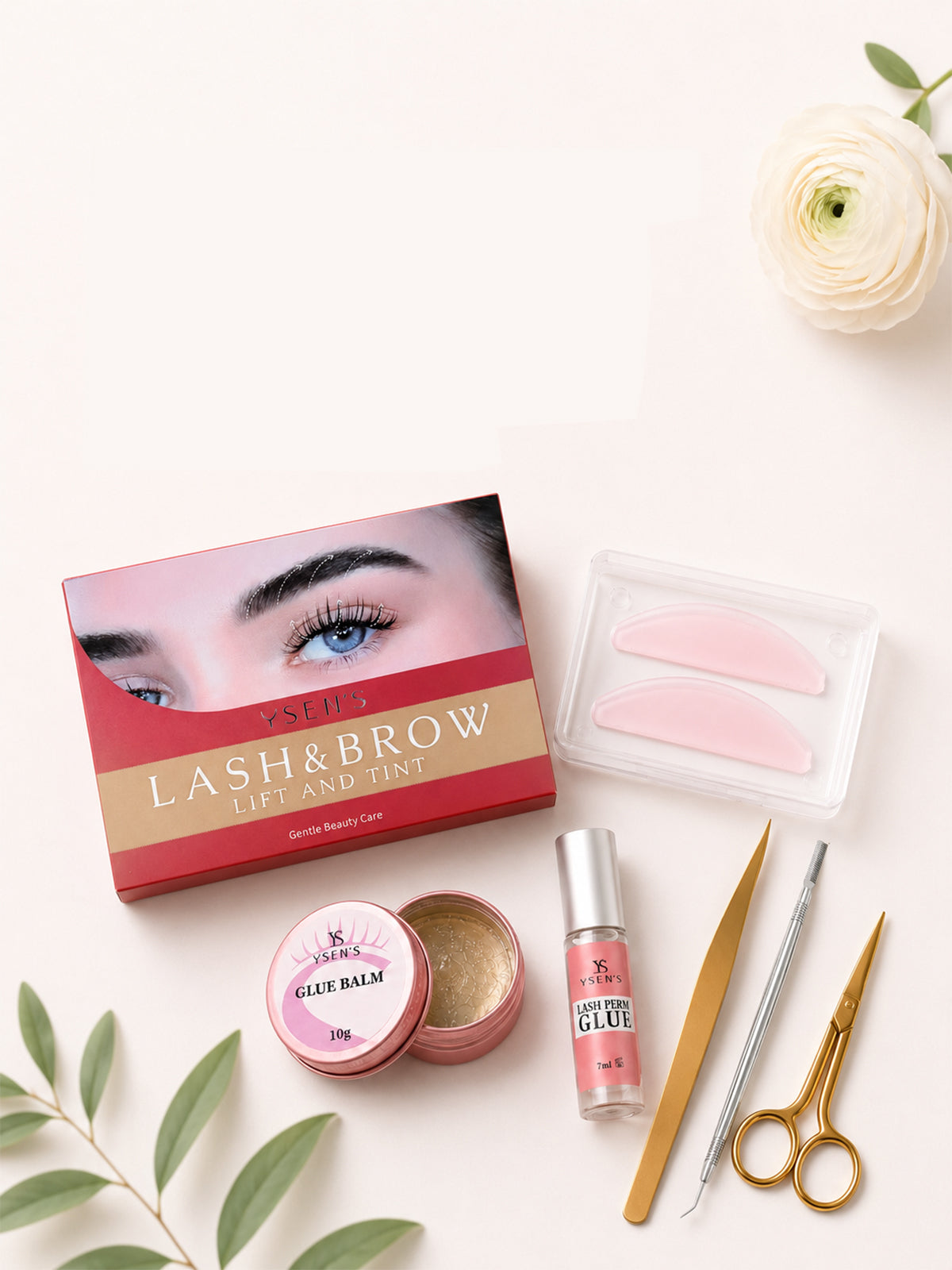 YSEN’S lash and brow lift kit with treatment products and application tools