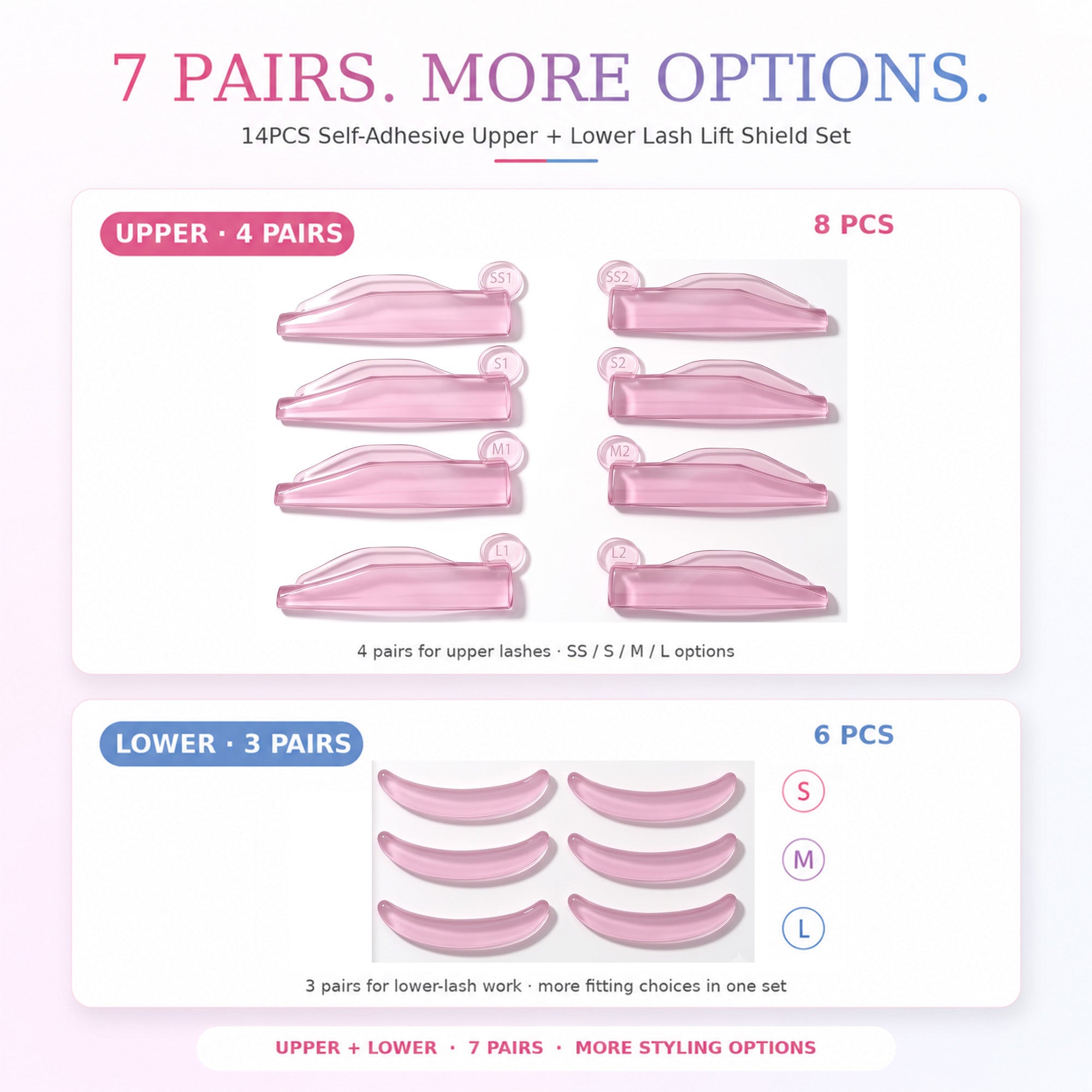 YSEN’S Self-Adhesive Upper + Lower Lash Lift Shields – 14PCS