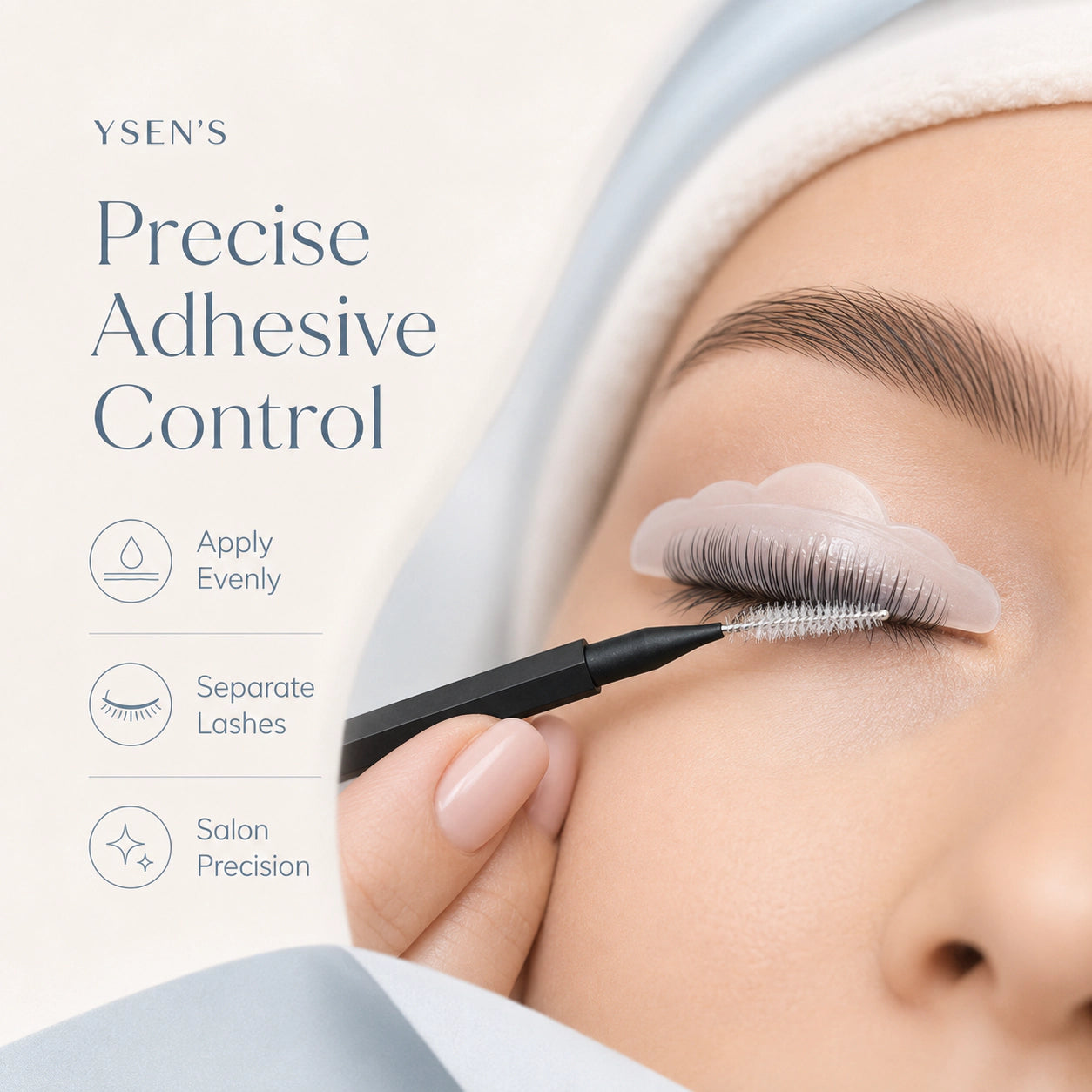 Professional lash lift applicator brush used for applying adhesive and separating eyelashes during lash lift treatment