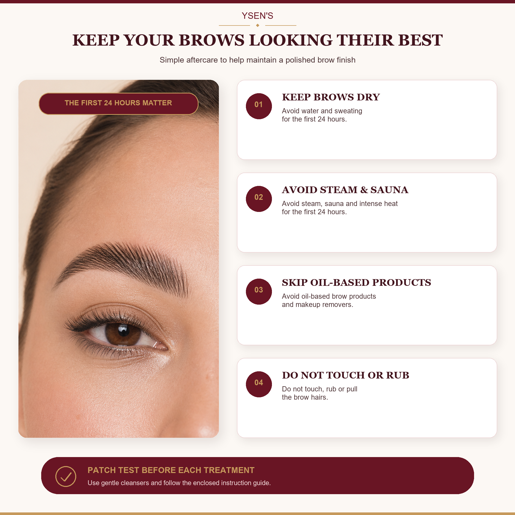 Brow lamination aftercare instructions for the first 24 hours