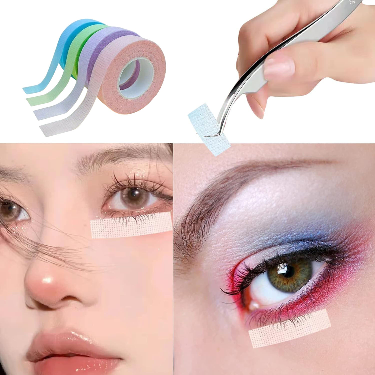 YSEN’S four-roll micropore lash tape set with lower-lash isolation and eye-area use examples