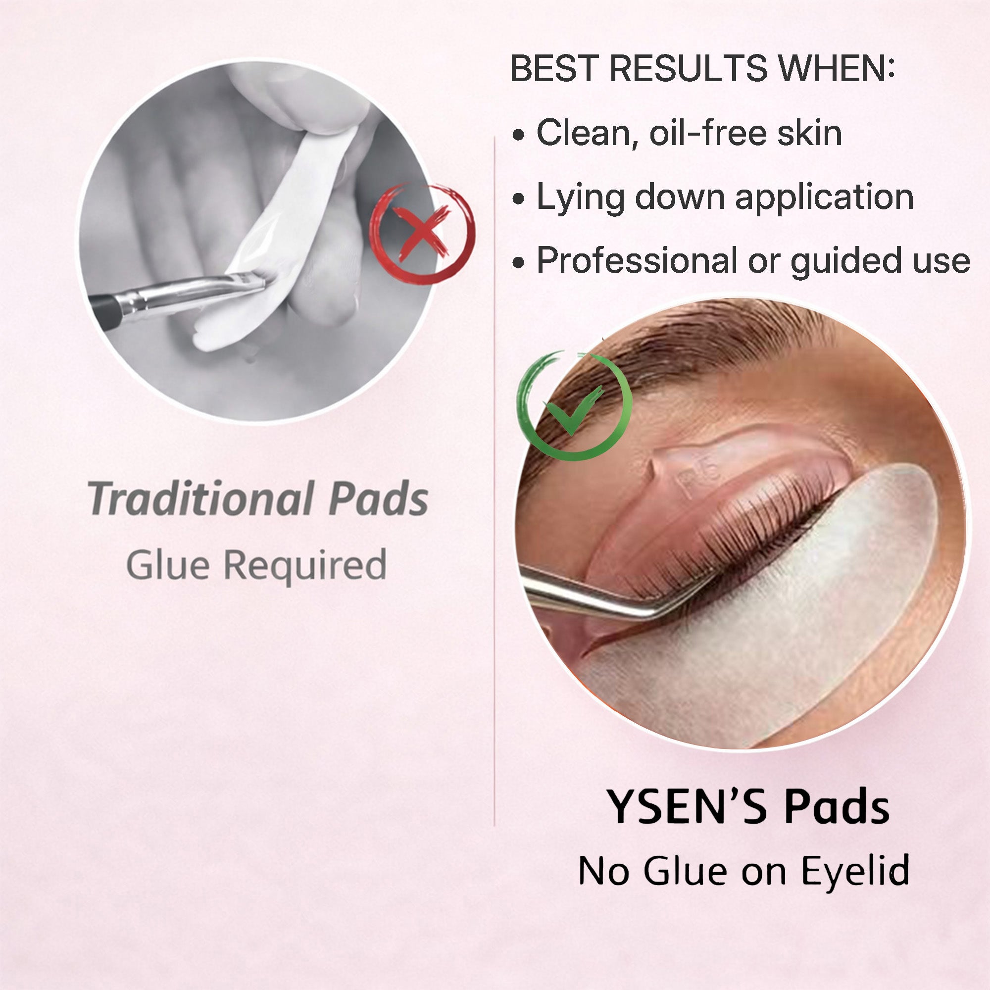 YSEN’S fish-shaped lash lift shield self-adhering to clean oil-free eyelid skin