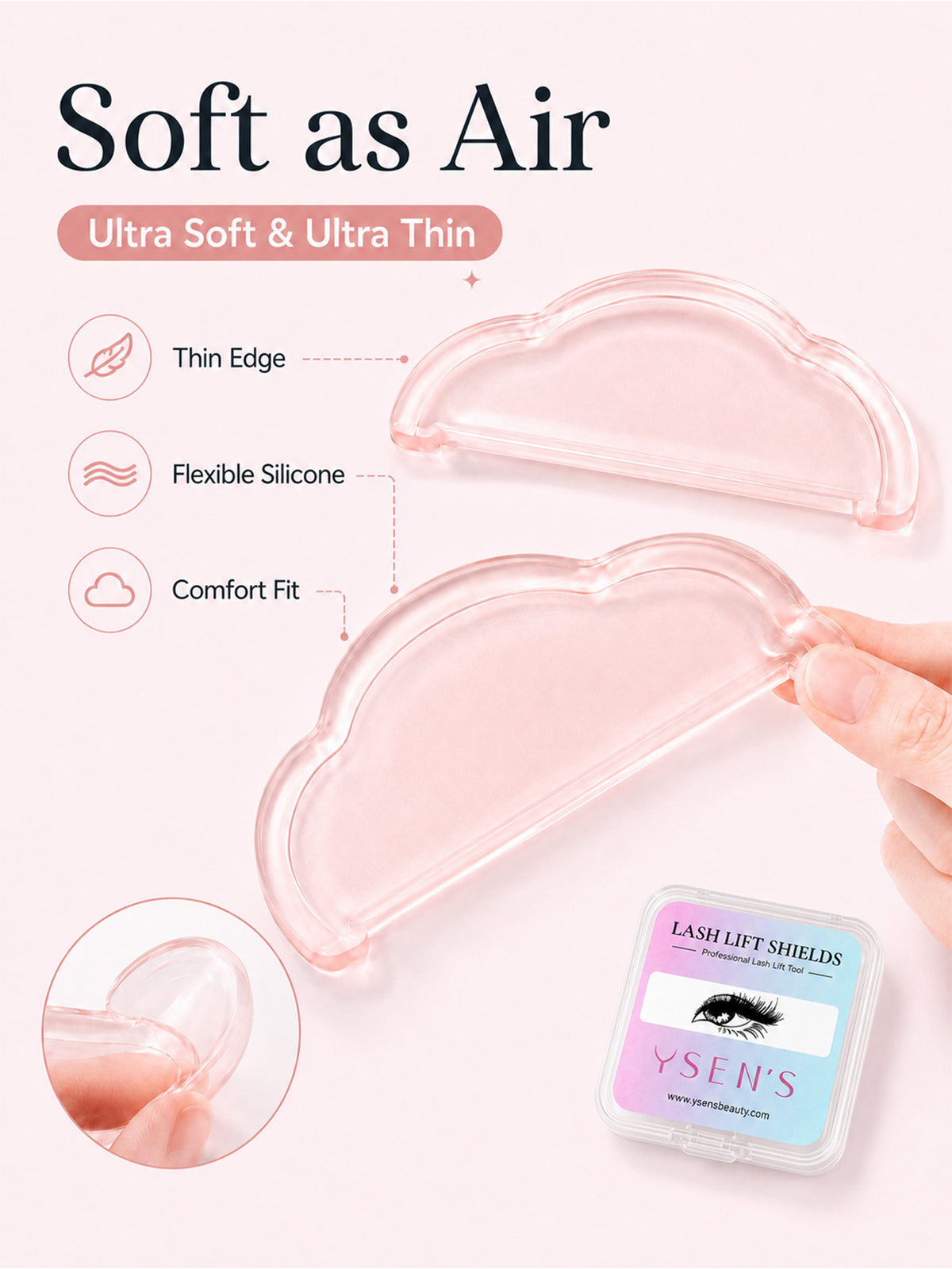Ultra-soft and ultra-thin flexible silicone lash lift softening pads
