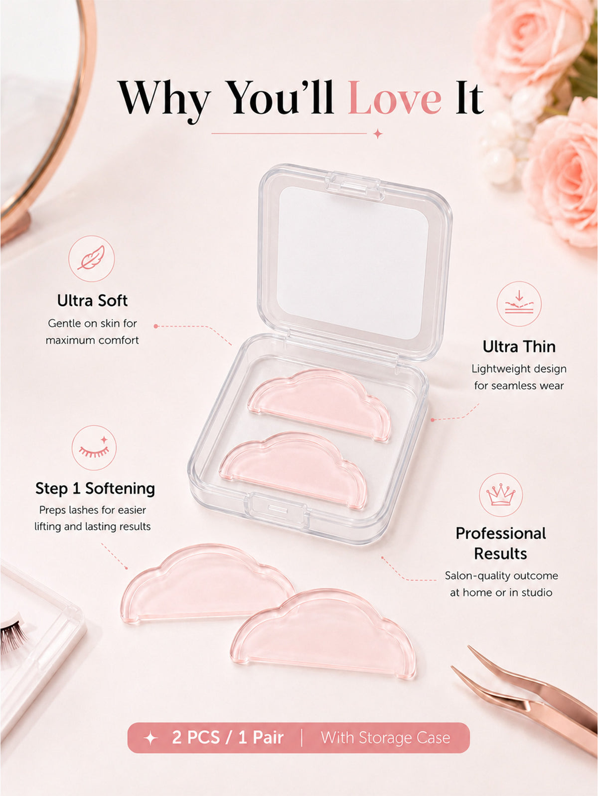 YSEN’S Step 1 softening pads product features and clear storage case