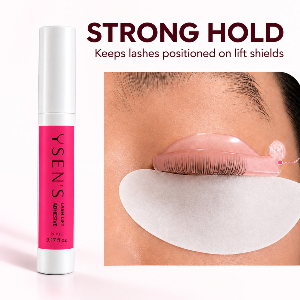 YSEN’S 5ml lash lift adhesive helps keep lashes positioned on lift shields