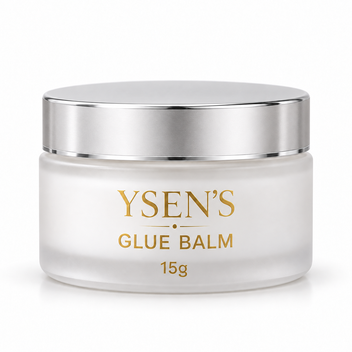 YSEN’S Lash Lift Glue Balm 15g in frosted white jar with silver lid