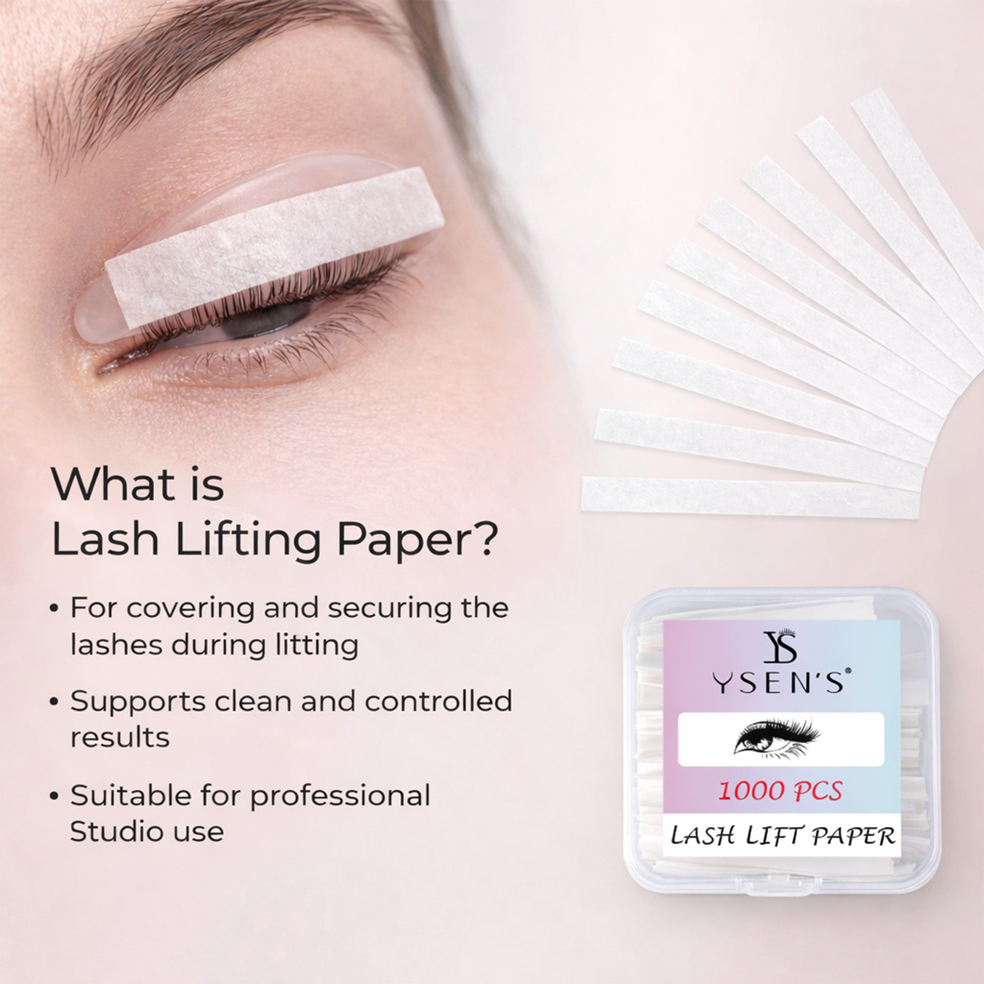 YSEN's Eyelash Lifting Paper, 1000 disposable pads, professional eyelash and eyebrow lifting covers for beauty salons.