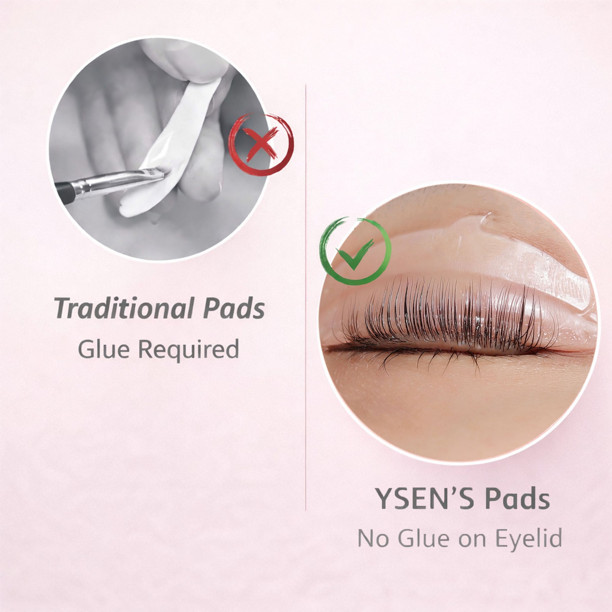 Ysen's Lash Lift Shields Self Adhesive 5 Sizes Lash Lift Pads No Glue Rods Reusable Silicon Soft Eyelash Pads for Shield DIY Use at Home or Salon