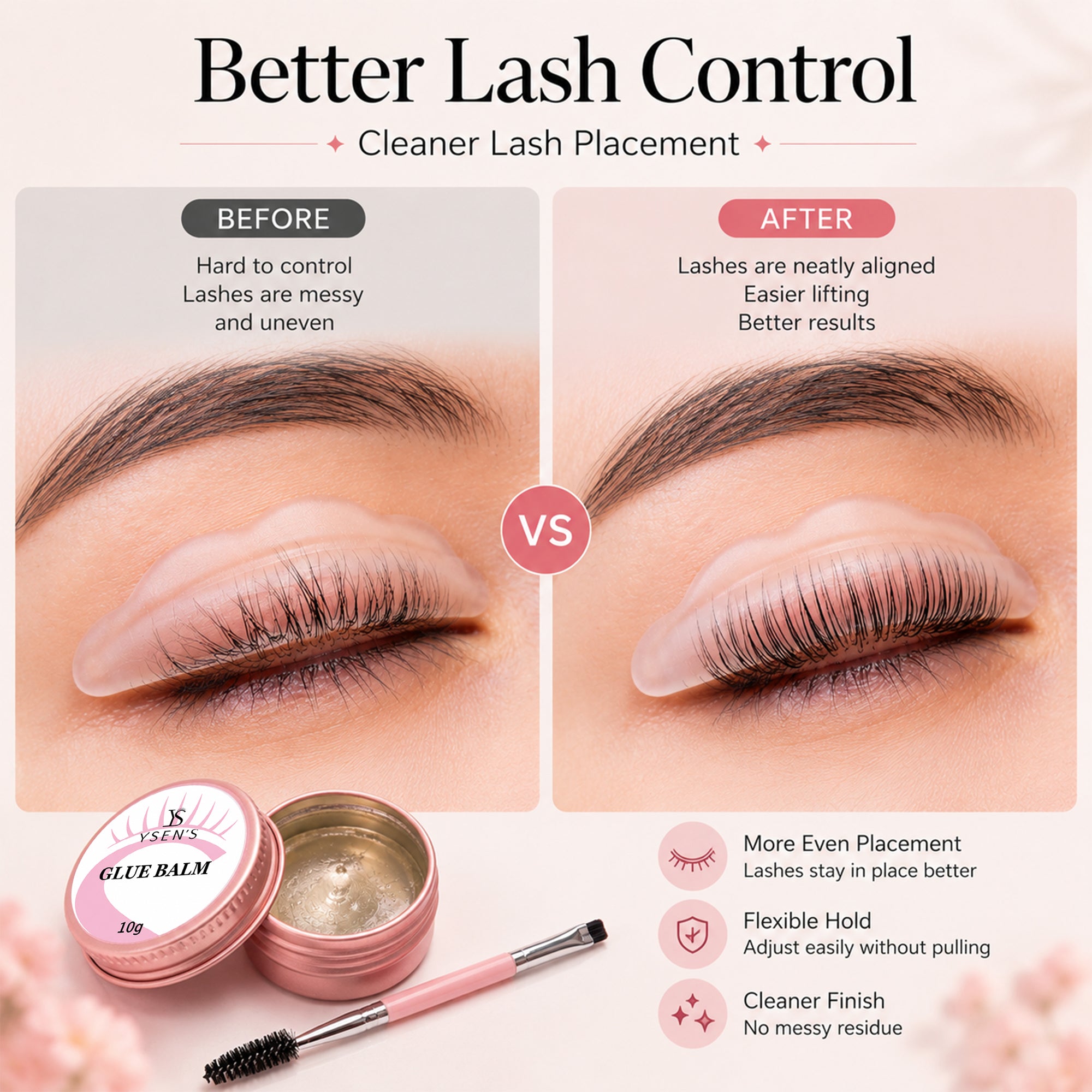 Ysen’s Lash Lift Glue Balm – Lash Lift Adhesive for Eyelash Perm & Brow Lamination, Strong Hold 2-in-1, Quick Dry, LVL & Korean Lash System, Professional Salon, 10g