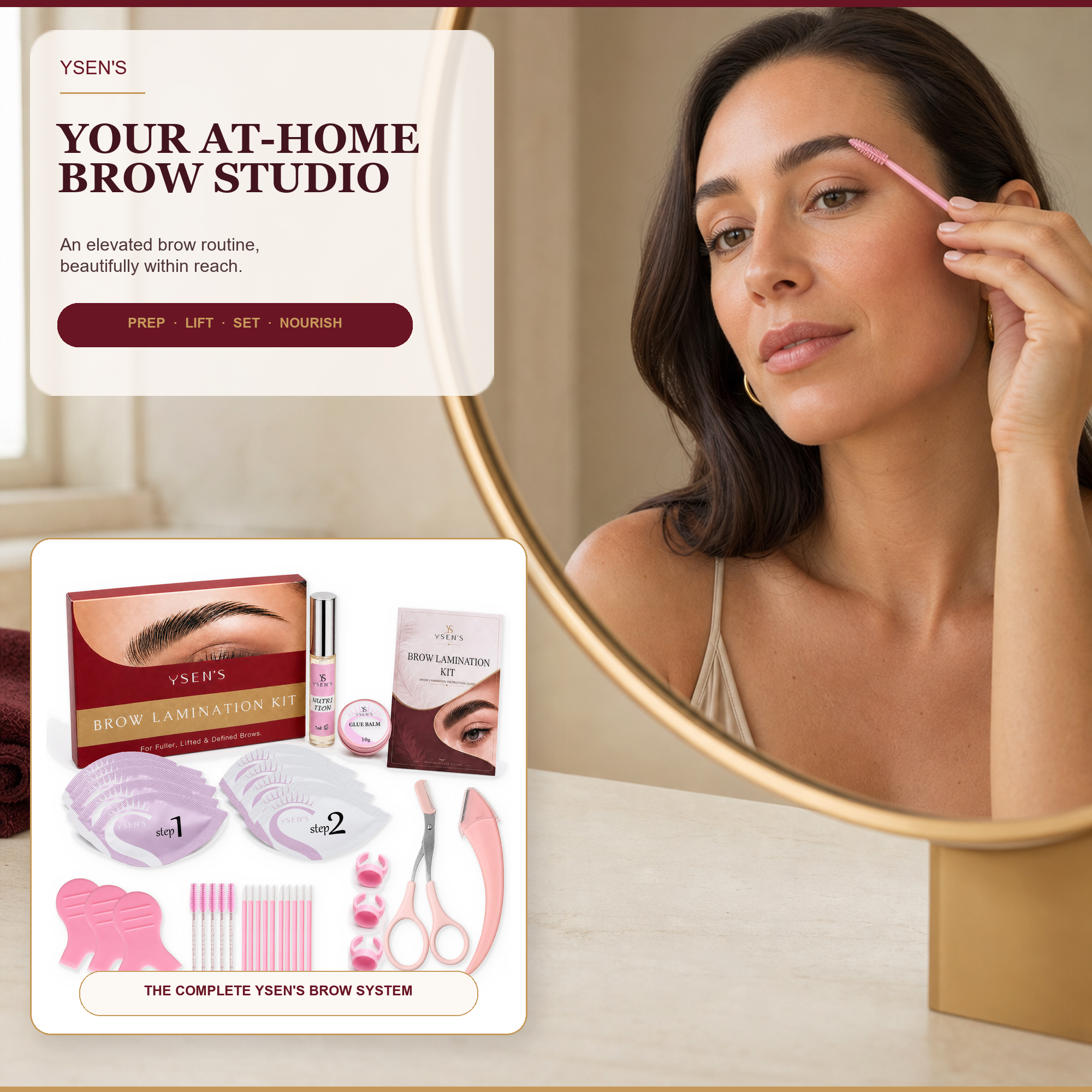 At-home brow styling with the complete YSEN’S brow lamination kit