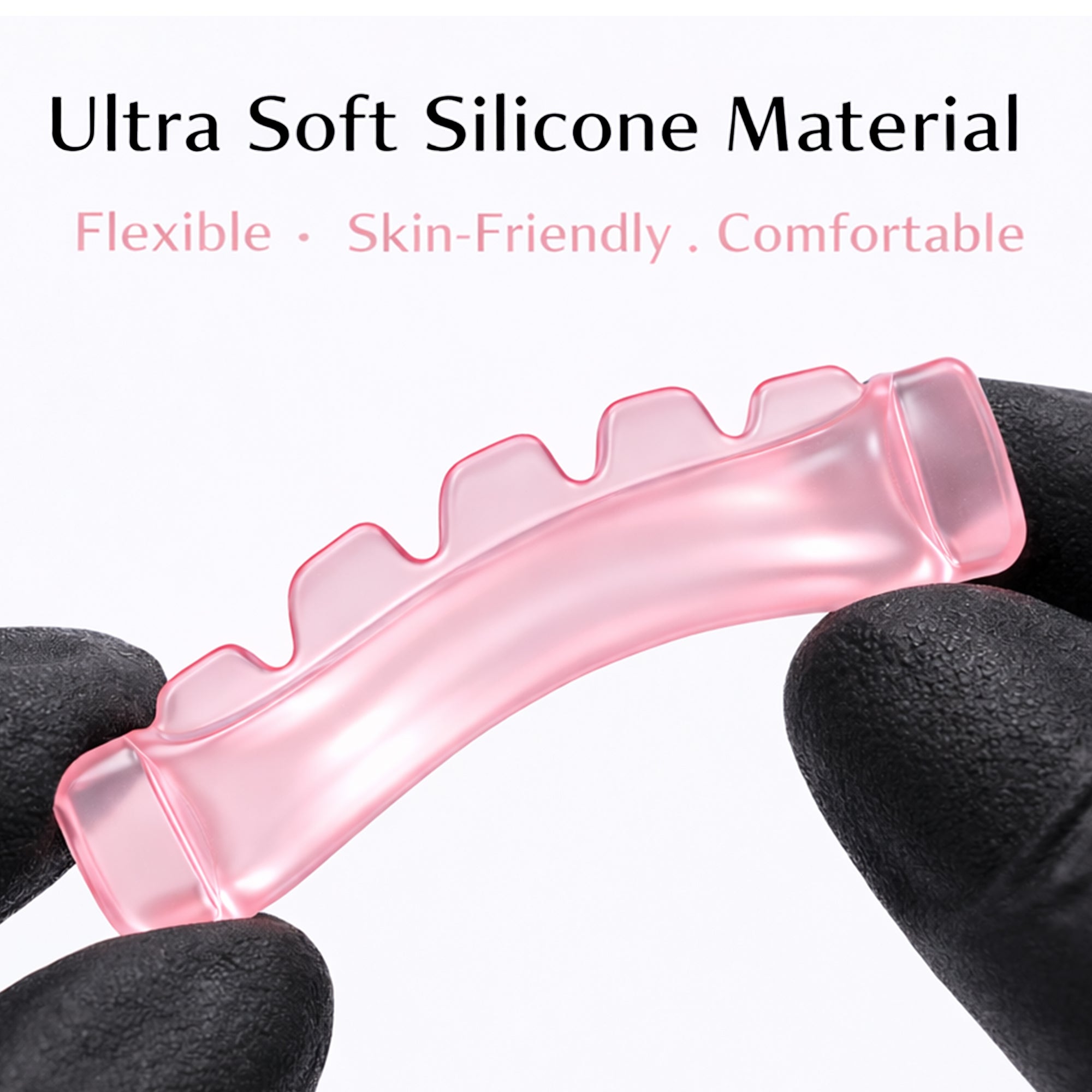 Flexible translucent pink YSEN’S silicone lash lift shield with raised handling tabs