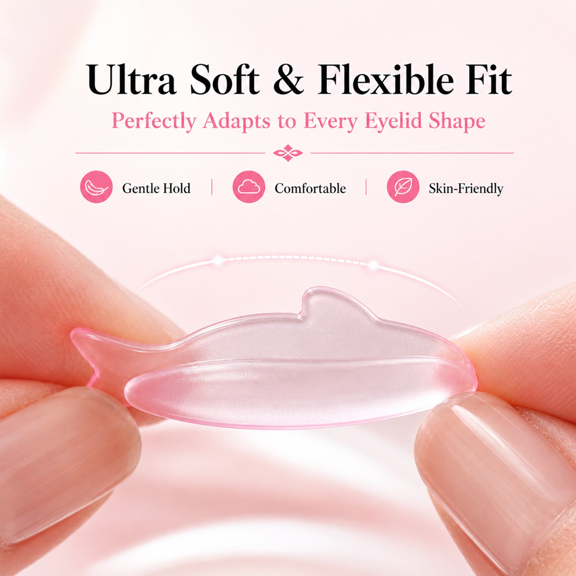 Flexible translucent pink silicone YSEN’S fish-shaped lash lift shield