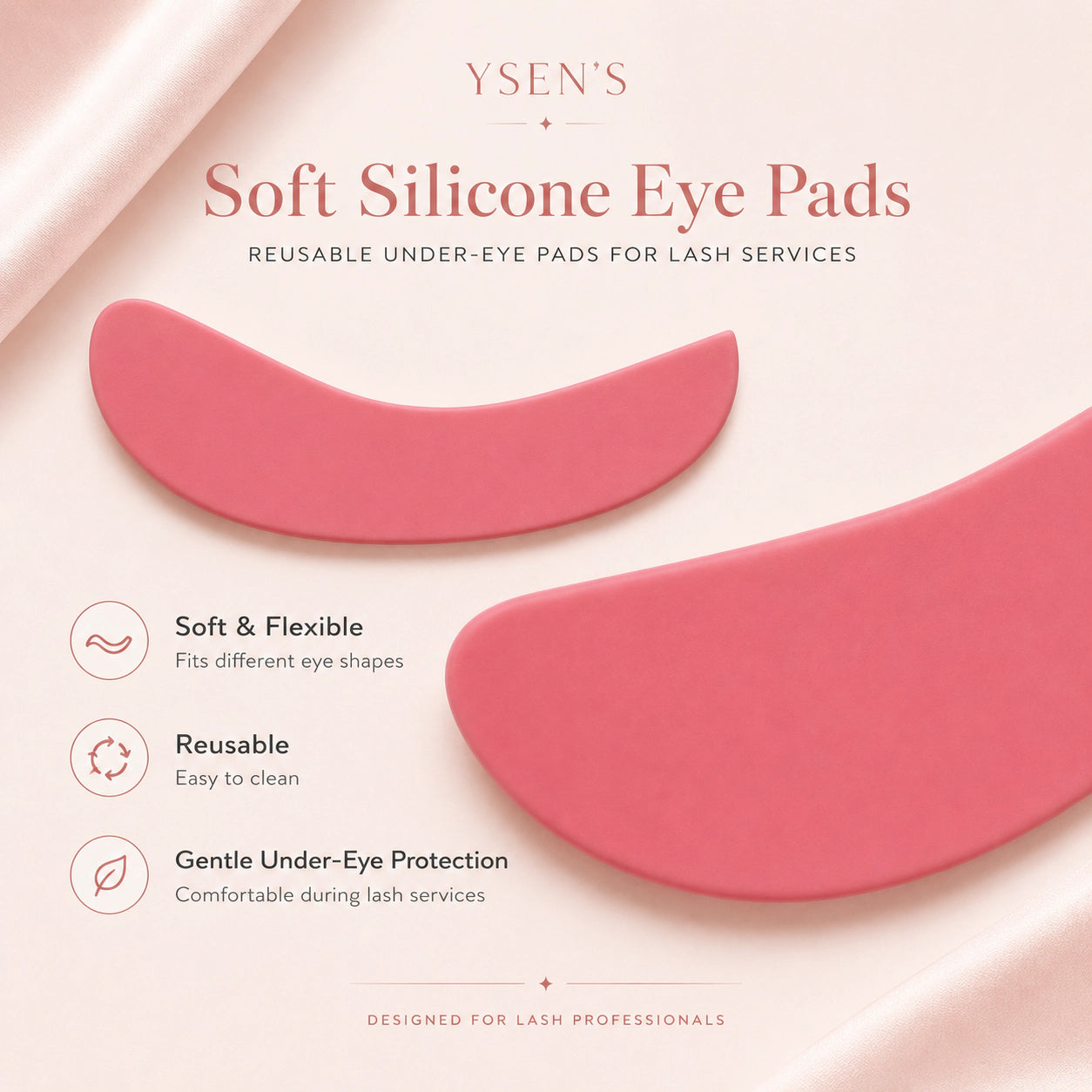 Soft silicone under eye pads with flexible curve design for comfortable lash extension services