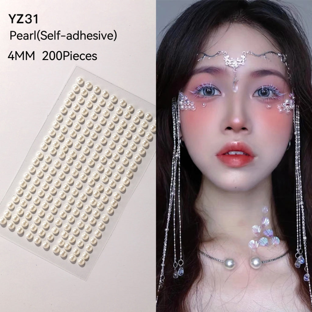  Pearl Makeup Rhinestone Stickers for Eyes Face Body,3D