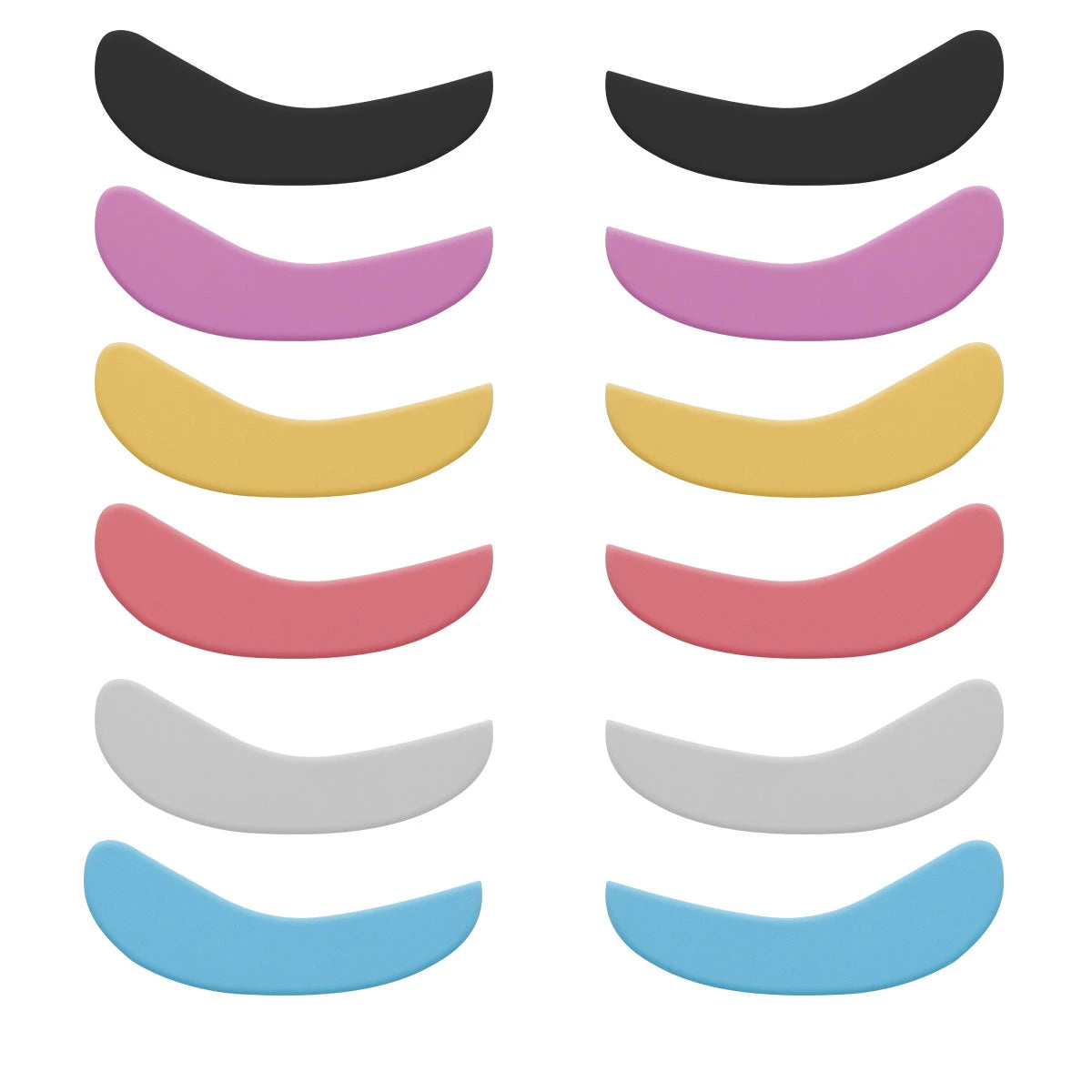 YSEN’S multi color silicone eye pads for lash extensions available in black purple yellow pink gray and blue